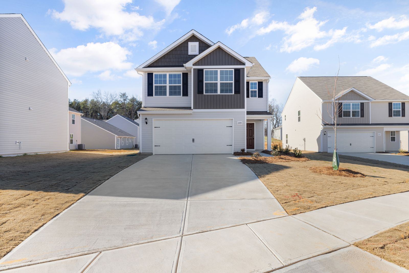 Newer suburban homes along a desert subdivision street